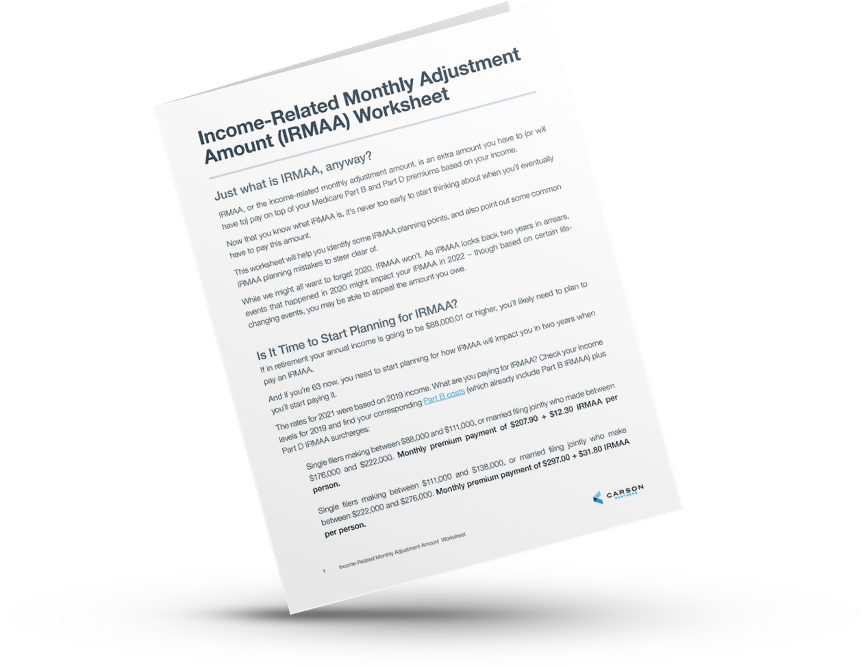 Income-Related Monthly Adjustment Amount (IRMAA) Worksheet